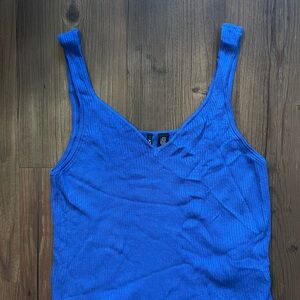 Only Blue Ribbed Tank Top
